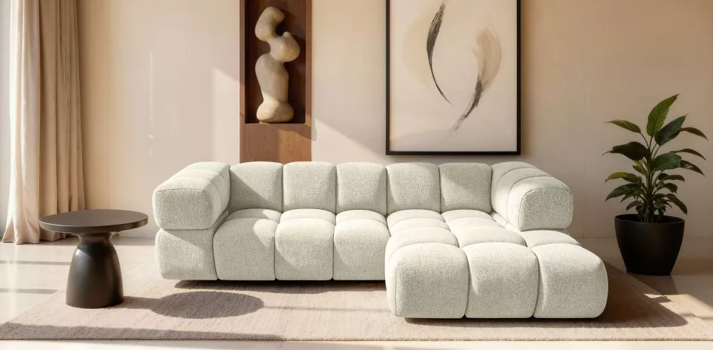 Dīvāns Averro Corner Standard · Gaišais krēms · 150 × 280 × 70 cm