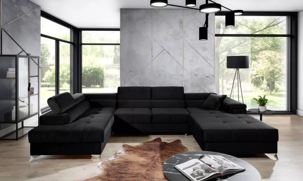 Dīvāns Eduardo Lux Standard · Melns · 202 × 345 × 70 cm