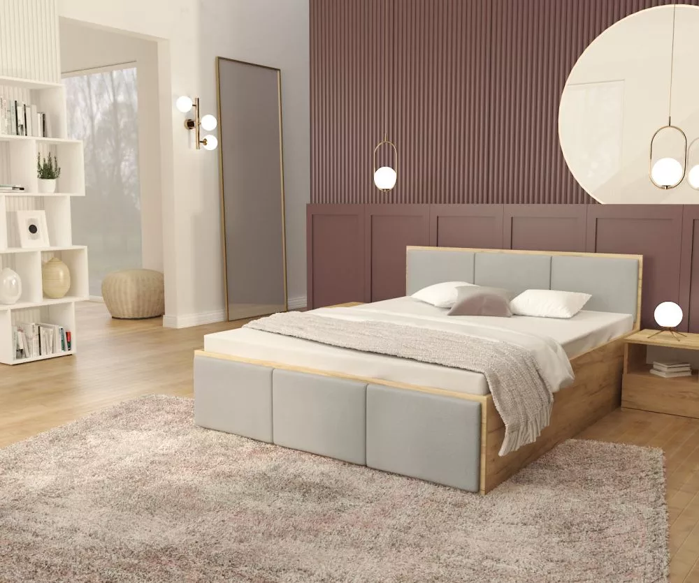 Gulta Panama T Craft D ar stelāžu Guļamvietas platums: 140 cm, Korpusa krāsa: ozols kraft, Guļamvietas garums: 200 cm, s