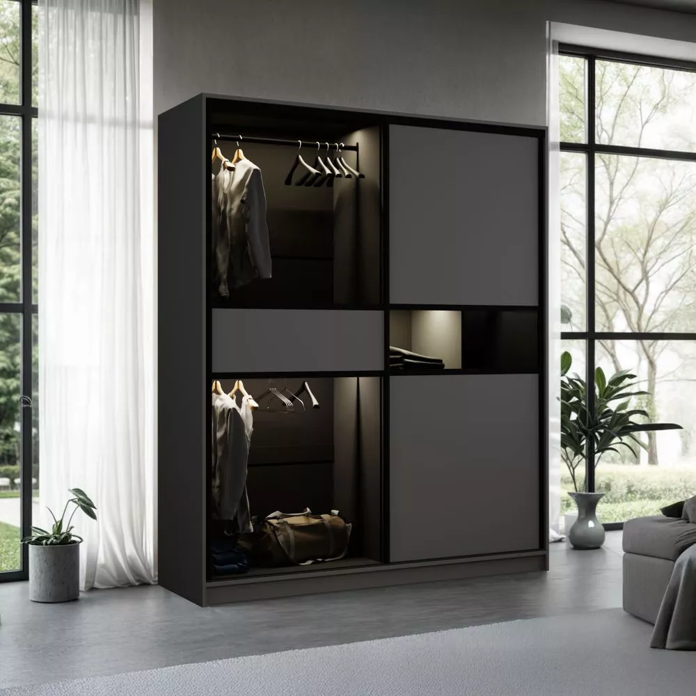 Skapis Dream glass · Grafīts · 203 × 60 × 217 cm