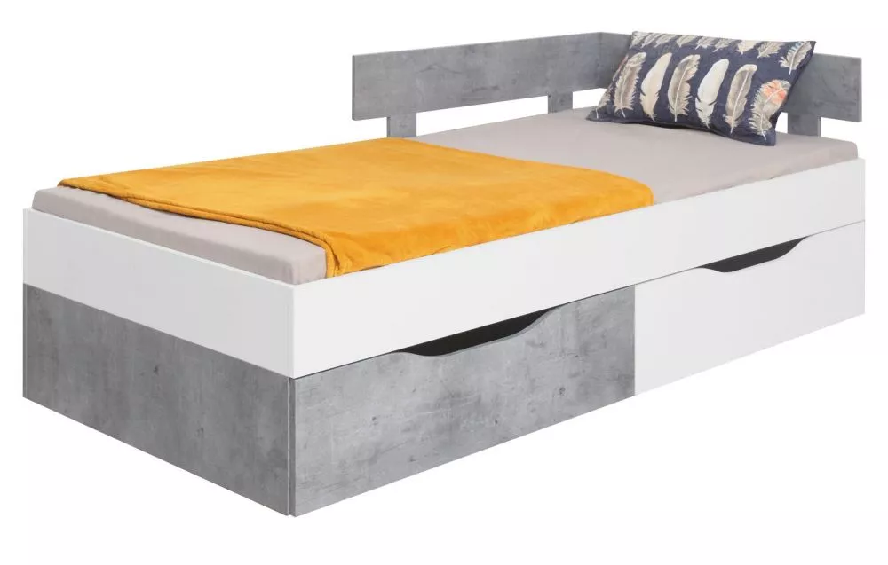 Gulta Sigma SI15 (90x200) ar stelāžu Guļamvietas platums: 90 cm, Guļamvietas garums: 200 cm, · Balts + betons · 94 × 204