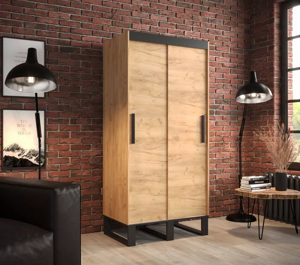 Skapis Loft T · Ozols craft zelts · 100 × 62 × 212 cm