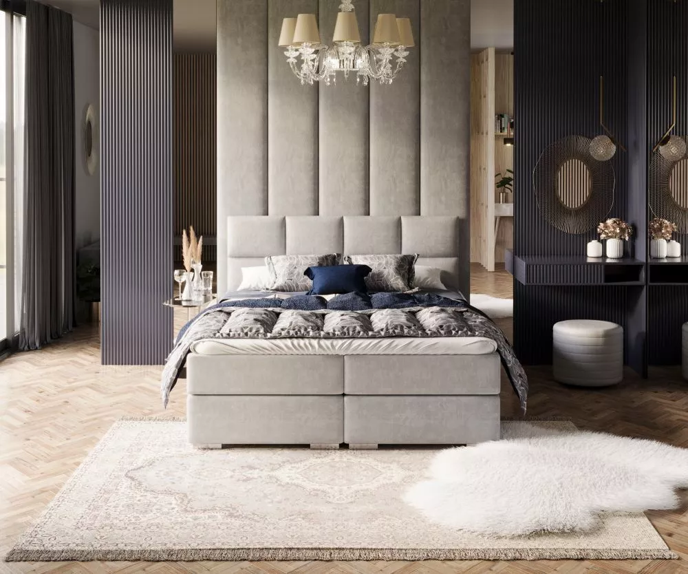 Gulta Portland Boxspring Standard Guļamvietas platums: 160 cm, Guļamvietas garums: 200 cm, · Pelēks · 160 × 206 × 110 cm