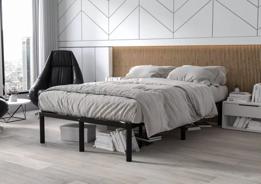 Gulta Wera ar stelāžu Guļamvietas platums: 120 cm, Guļamvietas garums: 200 cm, · Melns · 119 × 198 × 31.7 cm