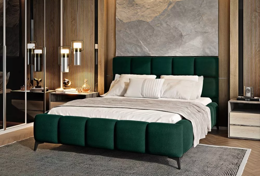 Gulta Mist Standard ar stelāžu Guļamvietas platums: 140 cm, Guļamvietas garums: 200 cm, · Zaļš · 160 × 223 × 113.5 cm