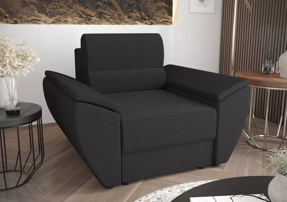 Mīksts krēsls Rebi 1S Standard Sēdvietas dziļums: 50 cm, · Tumši pelēks · 120 × 80 × 78 cm