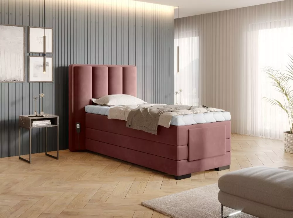 Gulta Veros 90x200 Electric Boxspring Premium Standard Guļamvietas platums: 90 cm, Guļamvietas garums: 200 cm, · Rozā · 