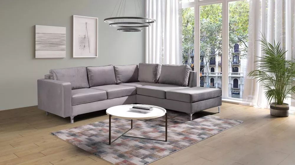 Dīvāns Orlando Velvet Standard · Pelēks · 212 × 235 × 85 cm