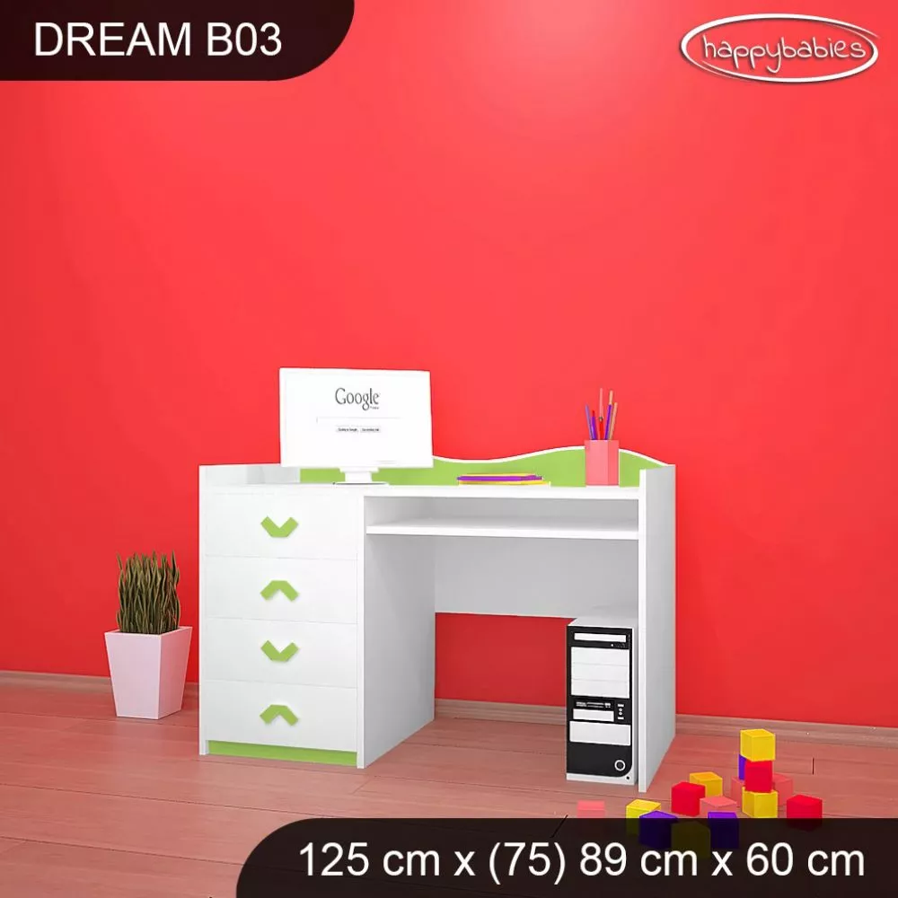 Bērnu rakstāmgalds Dream B03 Maksimālais augstums: 89 cm, · 125 × 75 × 60 cm