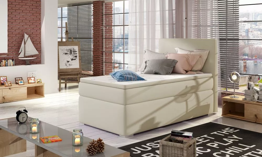 Gulta Rocco 90x200 Boxspring standard Guļamvietas platums: 90 cm, Guļamvietas garums: 200 cm, · Krēma · 92 × 205 × 126 c