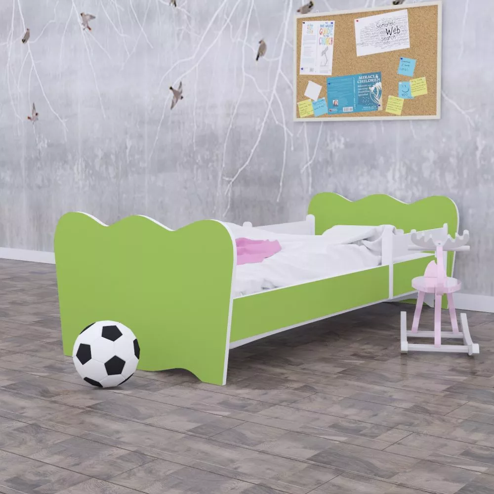 Bērnu gulta Classic L05 180x90 ar stelāžu Guļamvietas platums: 90 cm, Guļamvietas garums: 180 cm, · Zaļš · 102 × 184 × 7