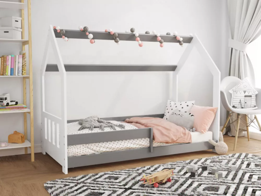 Bērnu gulta Domek D5-C ar stelāžu Guļamvietas platums: 80 cm, Guļamvietas garums: 160 cm, · 87 × 164 × 124 cm