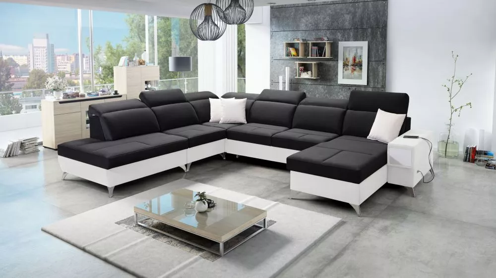 Dīvāns Deus 10 Premium Standard · Melns + balts · 300 × 364 × 83 cm