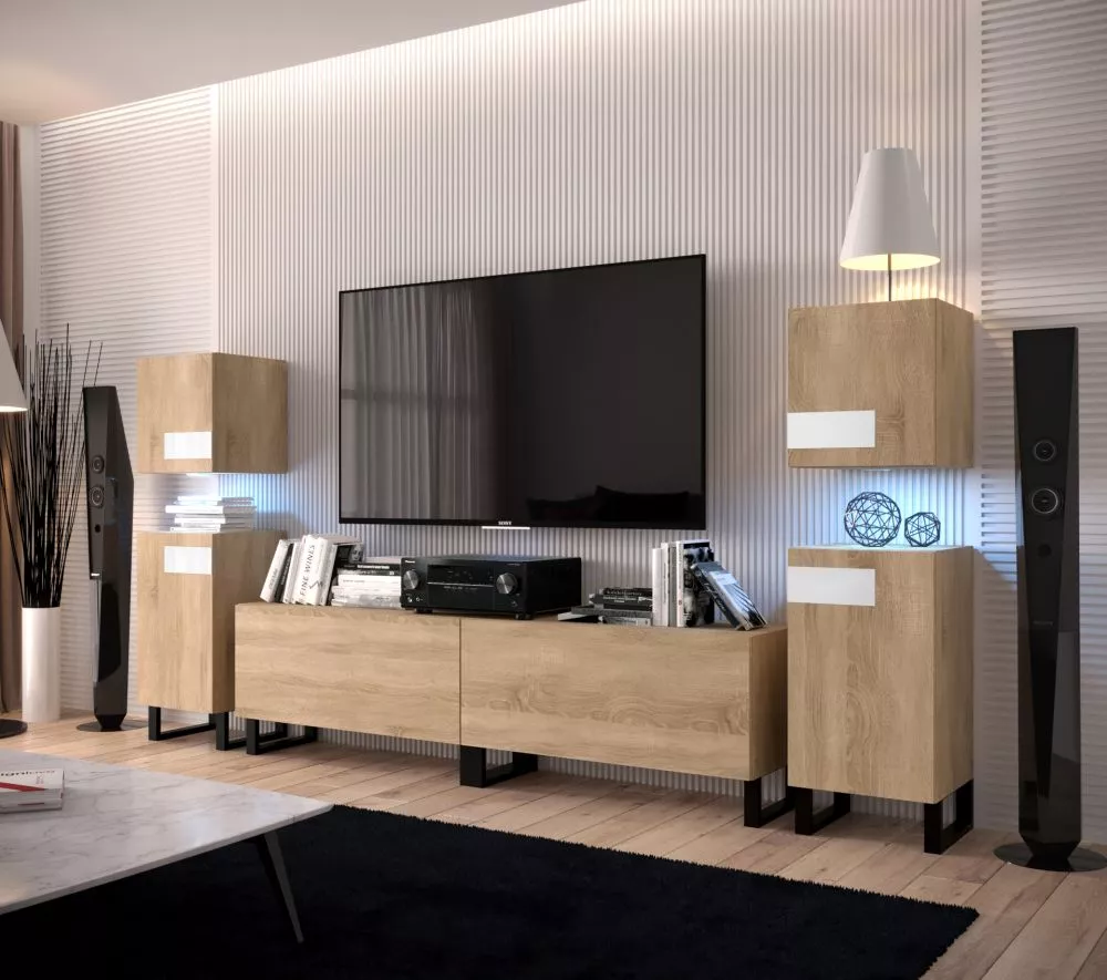 Sekcija New Concept C91 ar LED · Sonoma · 276 × 35 × 133 cm
