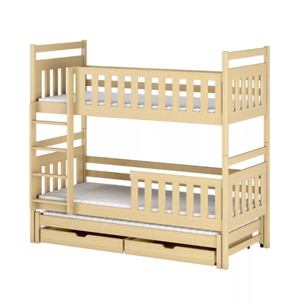 Bērnu gulta Klara ar stelāžām Guļamvietas platums: 80 cm, Guļamvietas garums: 180 cm, · Priede · 87 × 188 × 171 cm