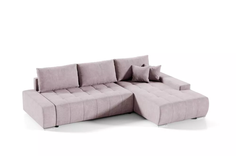 Dīvāns Velutti L Standard · Gaiši rozā · 185 × 265 × 85 cm