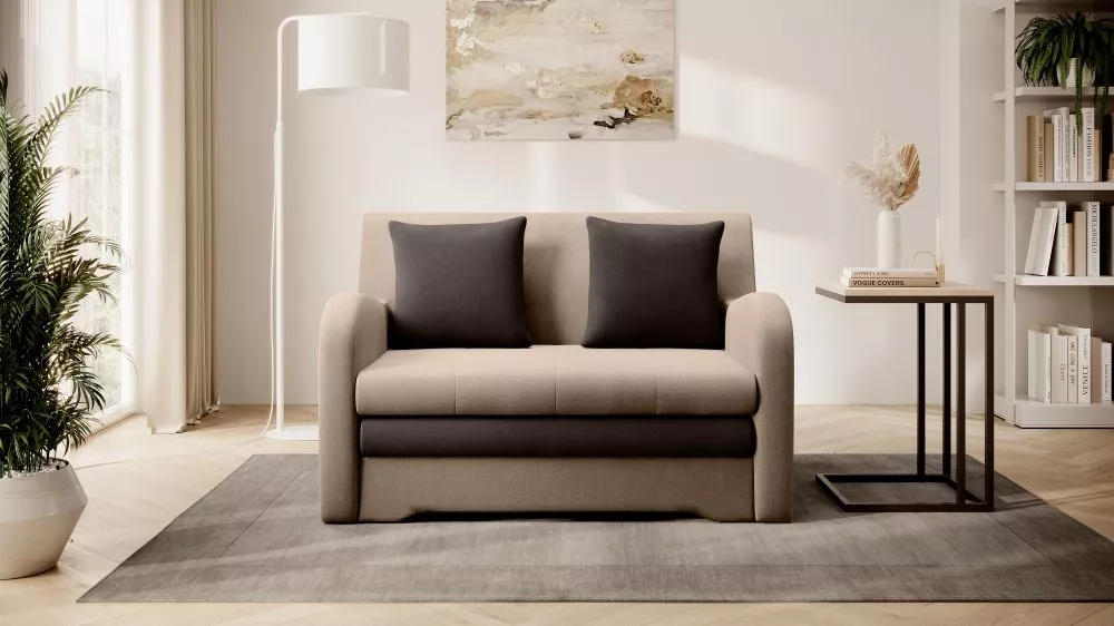 Dīvāns Ario standard · Gaiši brūns + tumši brūns · 103 × 130 × 85 cm