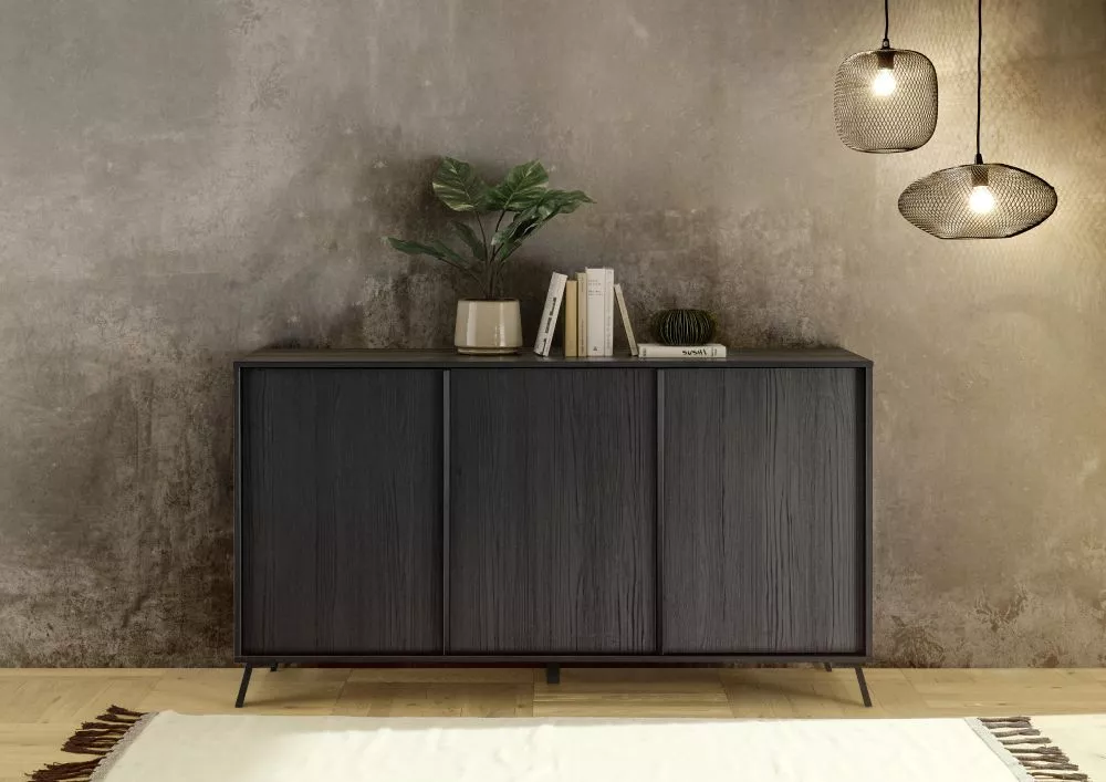 Kumode City 05 · Melns koks · 156 × 40 × 84 cm