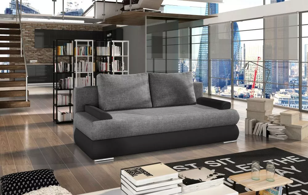 Dīvāns Milo Lux standard · Tumši pelēks + melns · 95 × 213 × 90 cm