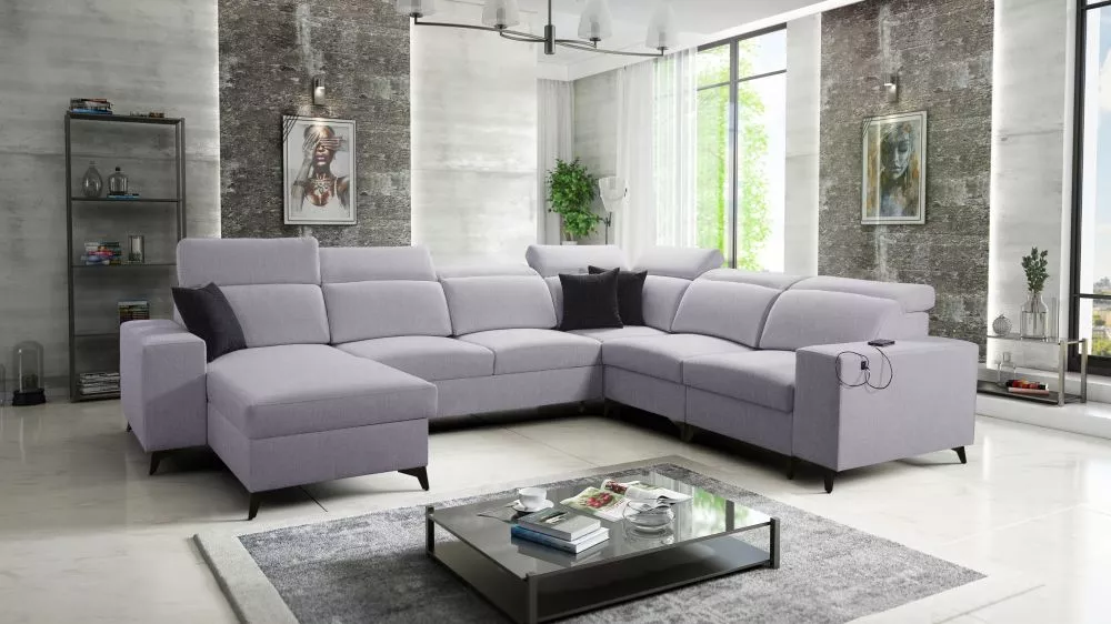Dīvāns Bartone 8 Mix Standard · Gaiši pelēks · 283 × 361 × 83 cm
