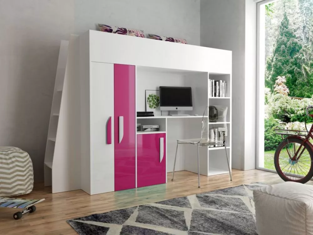 Bērnu gulta Party 15 ar stelāžu Guļamvietas platums: 90 cm, Guļamvietas garums: 200 cm, · 95 × 230 × 165 cm