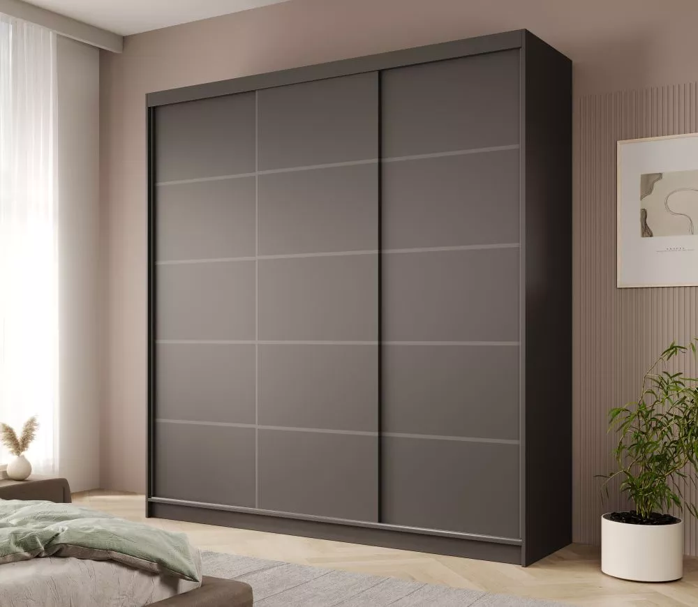 Skapis Greta 200 · Melns · 200 × 58 × 215 cm