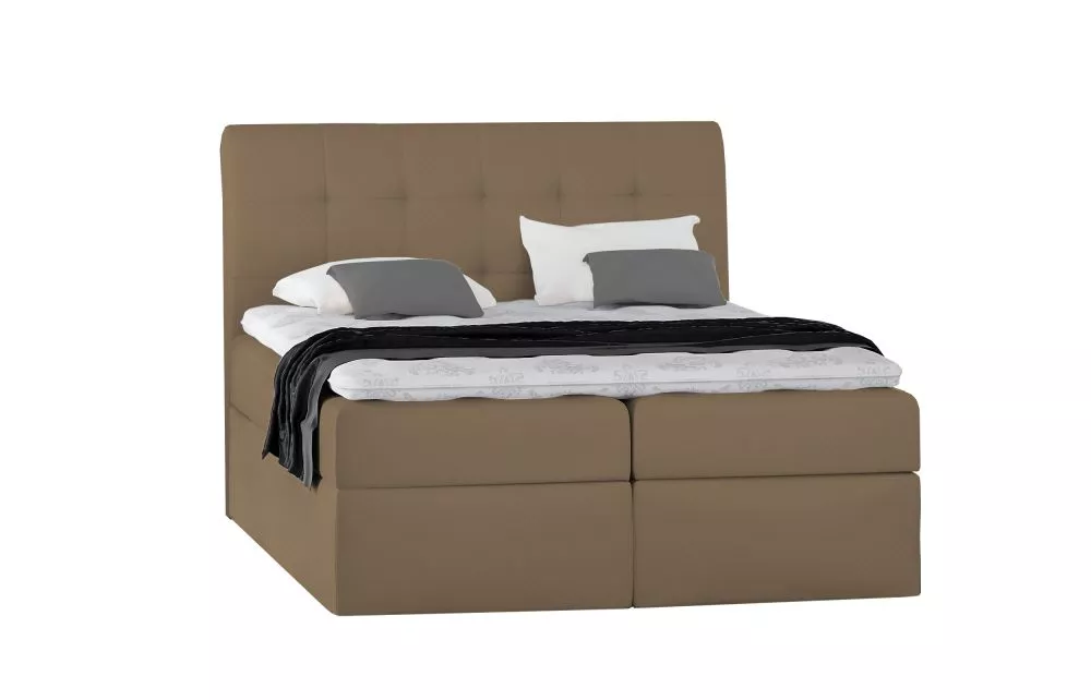 Gulta Boxspring 50 standard Guļamvietas platums: 180 cm, Guļamvietas garums: 200 cm, · Gaiši brūns · 181 × 210 × 130 cm