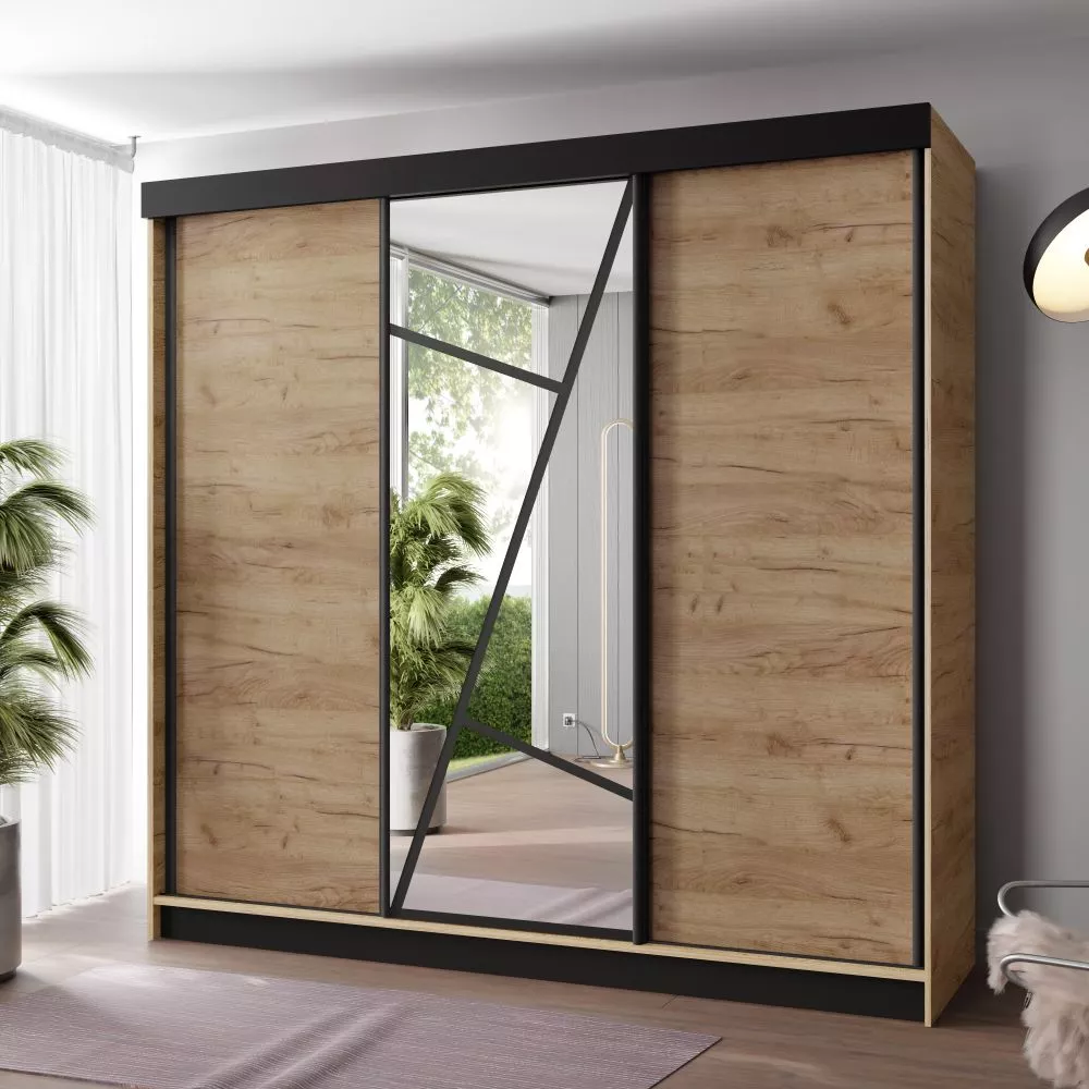 Skapis Vena 200 · Ozols craft zelts · 200 × 59 × 205 cm