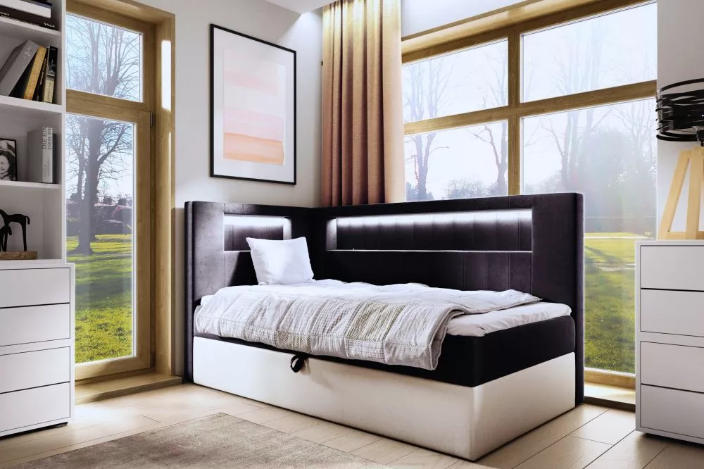 Gulta Gold 3 L Boxspring Standard ar LED Guļamvietas platums: 80 cm, Korpusa krāsa: balts, Guļamvietas garums: 200 cm, ·