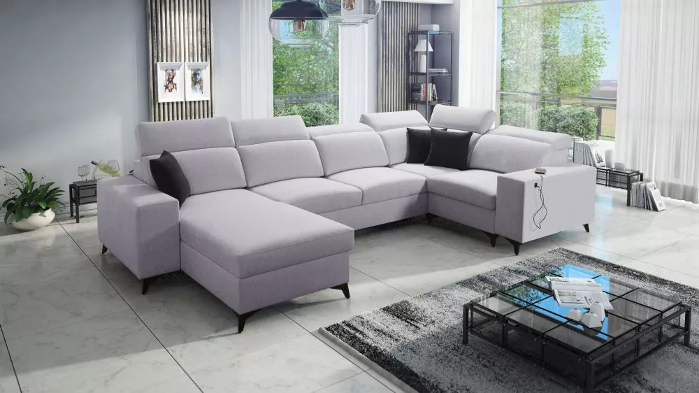 Dīvāns Bartone 4 Mix Standard · Gaiši pelēks · 203 × 361 × 83 cm