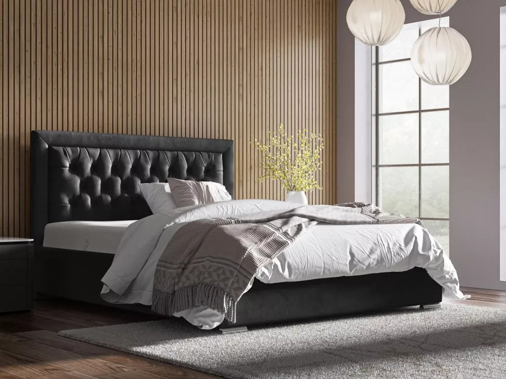 Gulta PK20 ar stelāžu Guļamvietas platums: 160 cm, Guļamvietas garums: 200 cm, stelāžas tips: metāla, · Melns · 178 × 22
