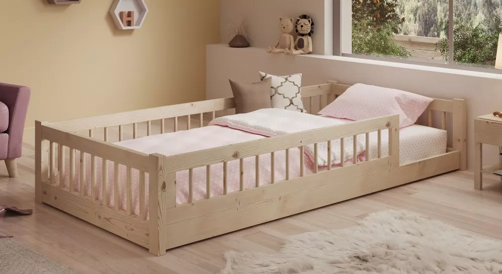 Bērnu gulta Dori Basic ar stelāžu Guļamvietas platums: 90 cm, Guļamvietas garums: 200 cm, · Priede · 97 × 206 × 38 cm