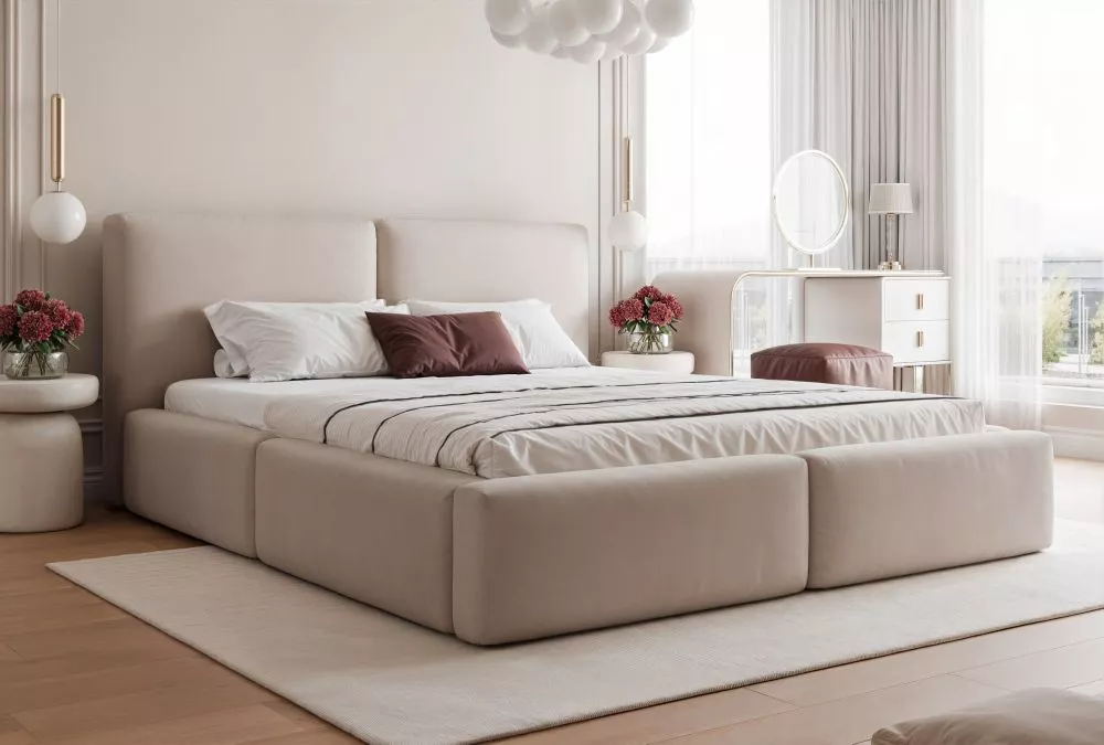 Gulta Venice Standard ar stelāžām Guļamvietas platums: 160 cm, Guļamvietas garums: 200 cm, stelāžas tips: koka, · Bēšs ·