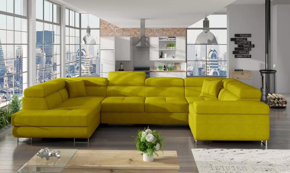 Dīvāns Letto Lux standard · Dzeltens · 202 × 340 × 90 cm