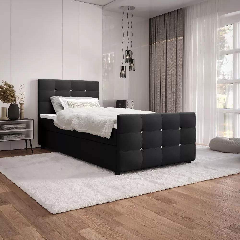 Gulta Kleo P Boxspring Standard Guļamvietas platums: 80 cm, Guļamvietas garums: 200 cm, · Melns · 80 × 218 × 105 cm