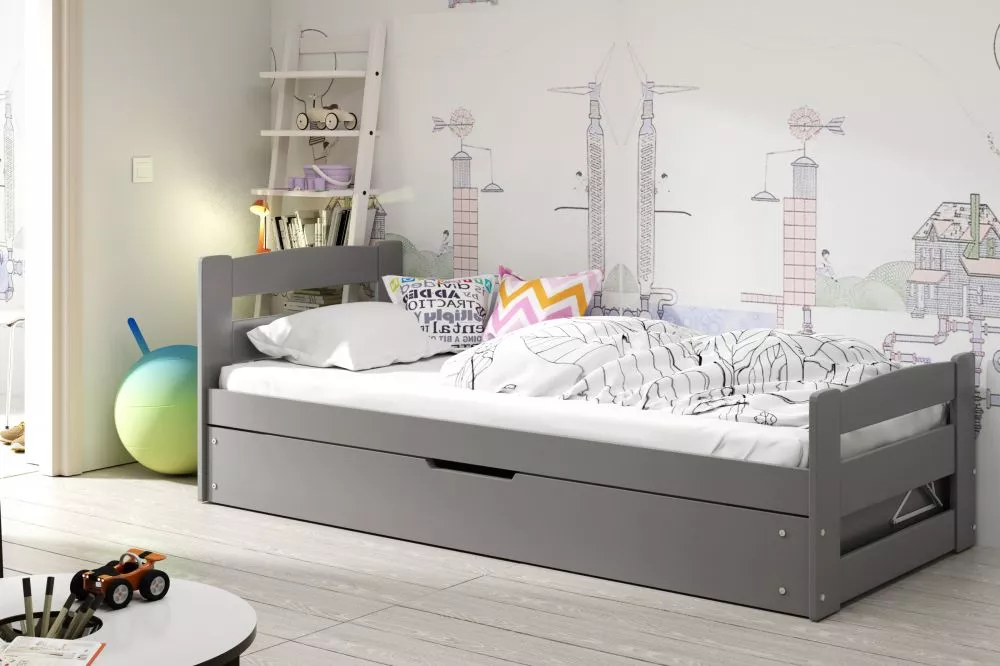 Gulta Erni ar stelāžu Guļamvietas platums: 90 cm, Guļamvietas garums: 200 cm, · Grafīts · 100 × 204 × 60 cm