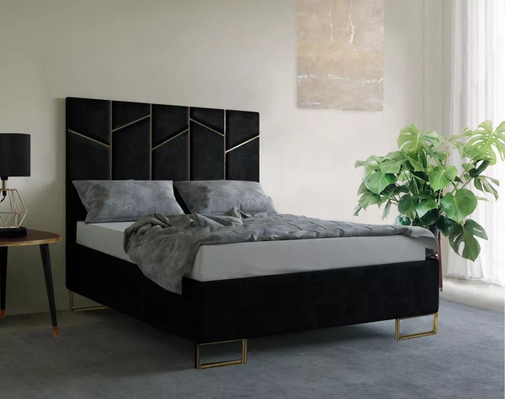 Gulta Linea Standard ar stelāžu Guļamvietas platums: 180 cm, Guļamvietas garums: 200 cm, stelāžas tips: metāla, · Melns 