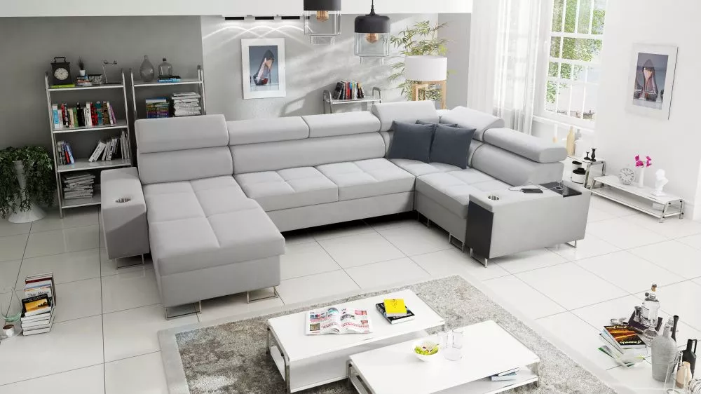 Dīvāns Morena 4 Mini Standard · Gaiši pelēks · 207 × 340 × 84 cm