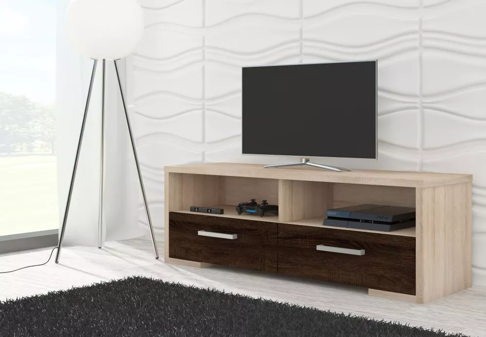 TV tumba Roma Meblo · Sonoma + šokolādes sonoma · 120 × 37 × 41.3 cm