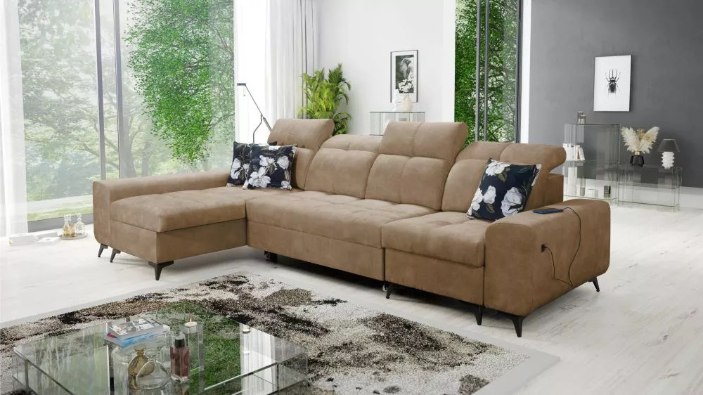 Dīvāns Golden 12 standard · Gaiši brūns · 173 × 324 × 85 cm