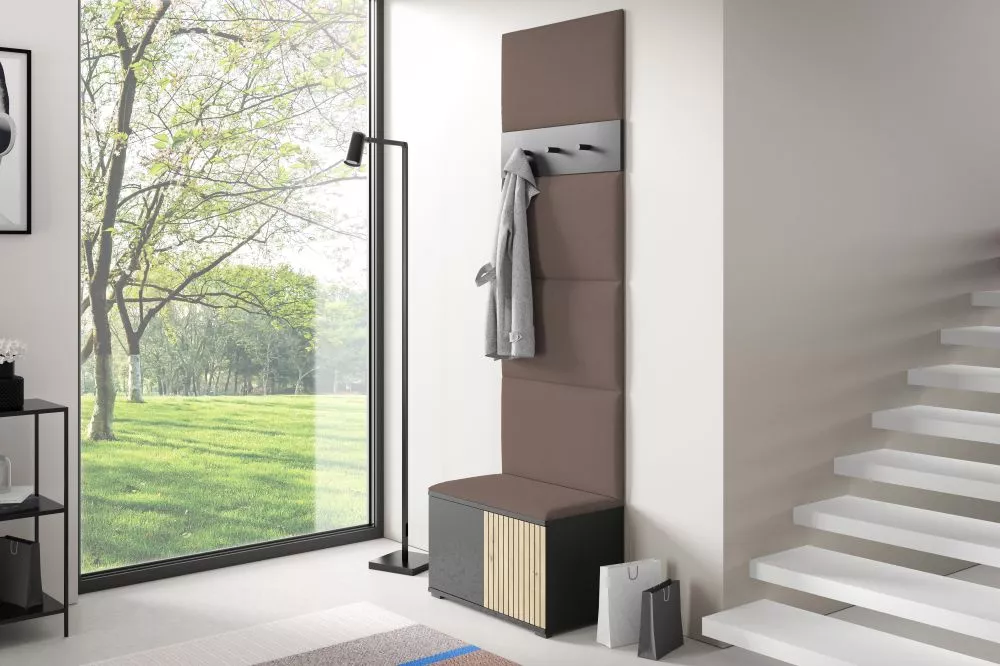 Apavu plaukts Ross 6 Trinity Korpusa krāsa: melns + ozols artisan, · 70 × 225 × 40 cm