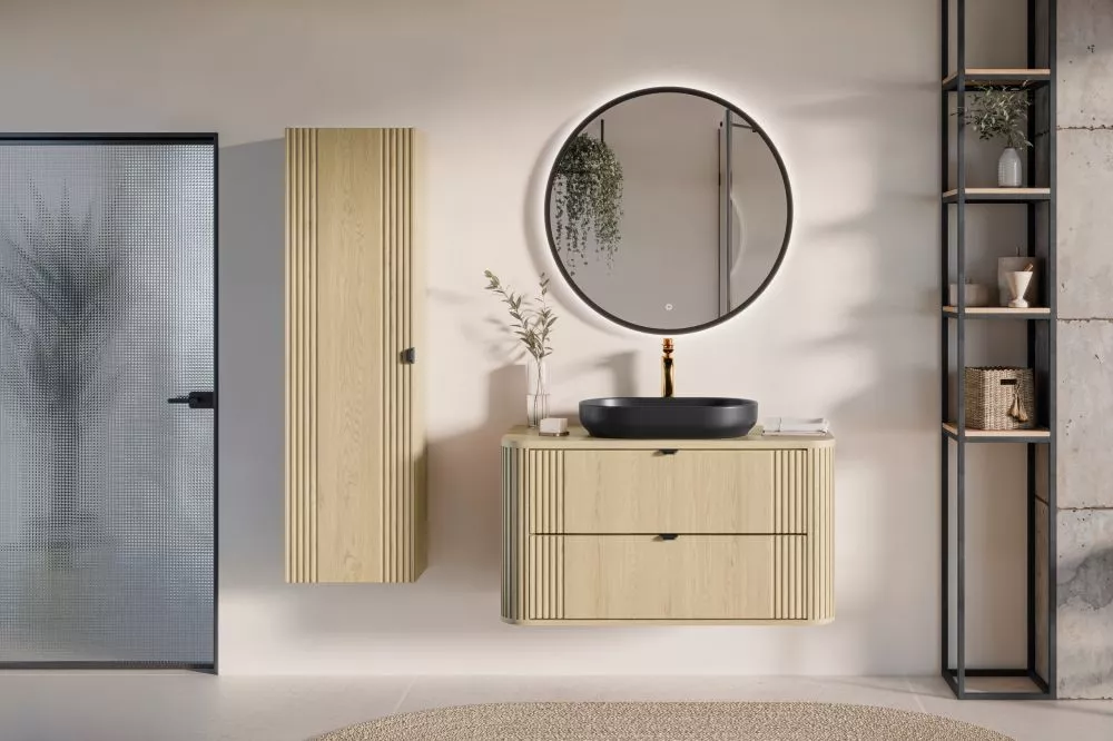 Vannas istabas komplekts Ovalia Cremona 5 ar LED · Ozols kremona · 160 × 46 cm