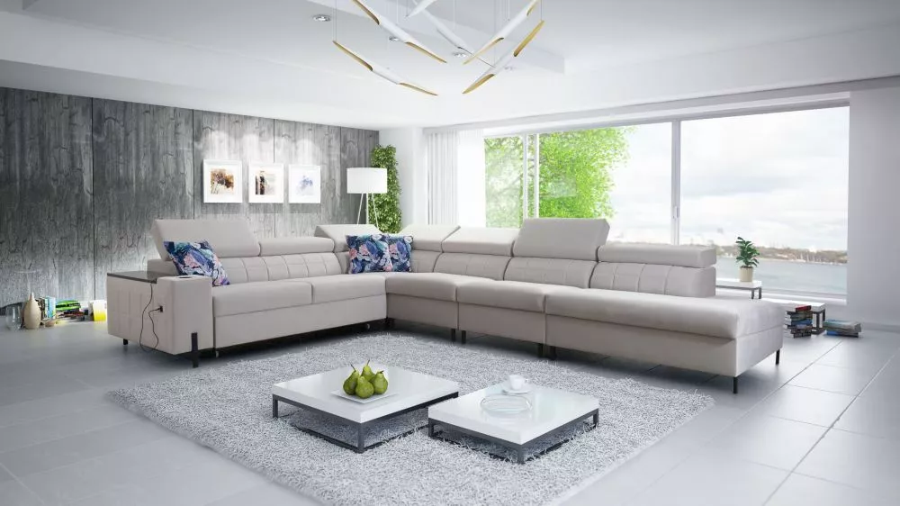 Dīvāns Gabio 9 Standard · Krēma · 283 × 379 × 73 cm