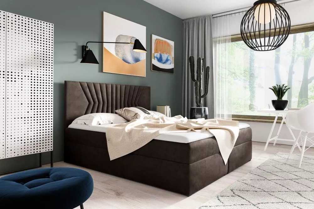 Gulta Box 2 Comfort Boxspring Standard Guļamvietas platums: 120 cm, Guļamvietas garums: 200 cm, · Tumši brūns · 124 × 20