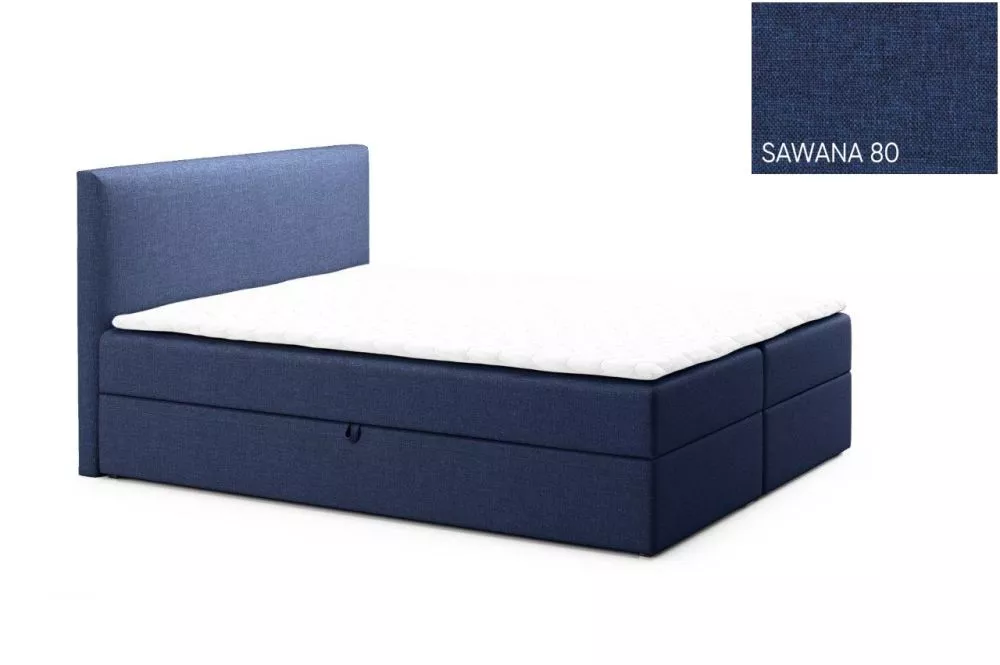 Gulta Noir Boxspring Standard Guļamvietas platums: 160 cm, Guļamvietas garums: 200 cm, · Zils · 163 × 206 × 101 cm