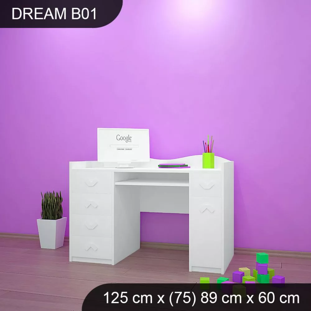 Bērnu rakstāmgalds Dream B01 Maksimālais augstums: 89 cm, · 125 × 75 × 60 cm