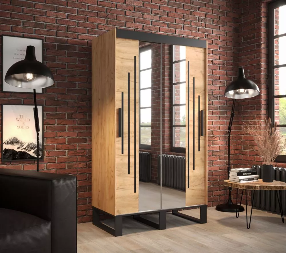 Skapis Loft Y1 · Ozols craft zelts · 120 × 62 × 212 cm