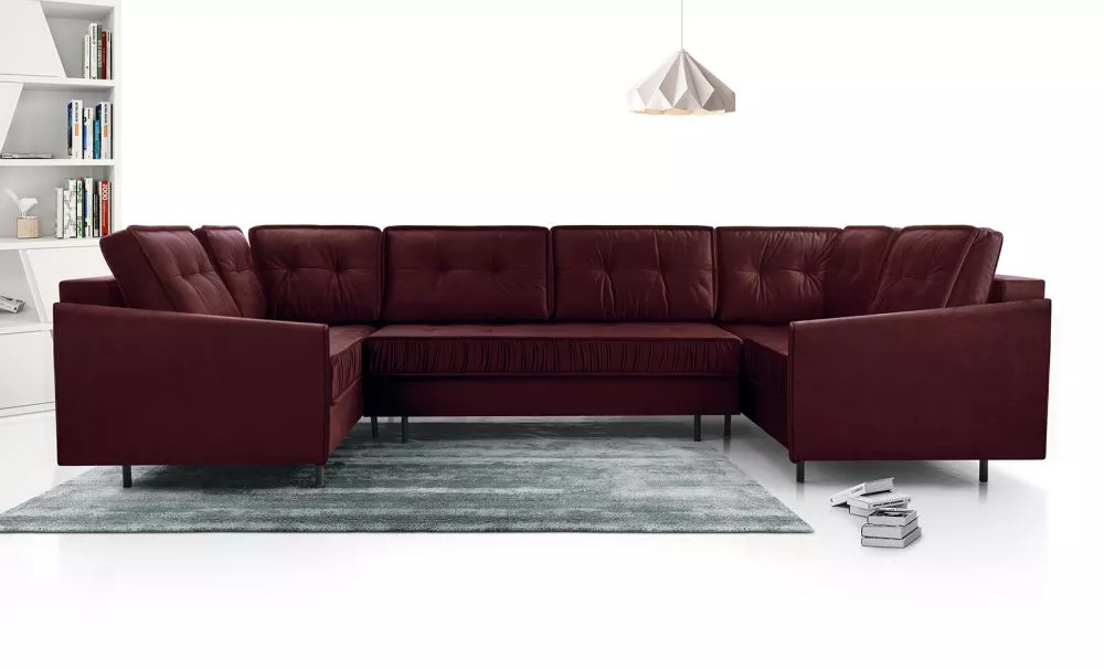 Dīvāns Alaskan U Standard · Tumši sarkans · 177 × 365 × 105 cm