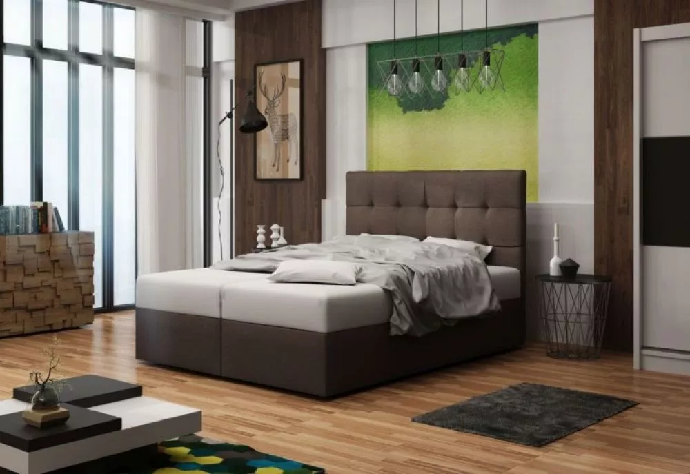 Gulta Duo 2 Boxspring Standard Guļamvietas platums: 160 cm, Guļamvietas garums: 200 cm, · Brūns · 165 × 208 × 106 cm