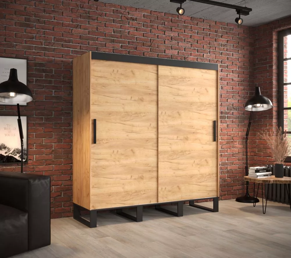 Skapis Loft T · Ozols craft zelts · 200 × 62 × 212 cm
